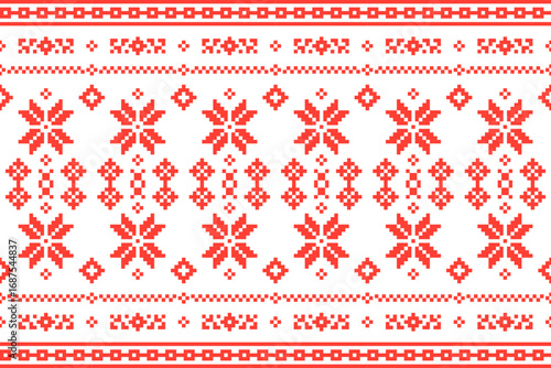 Festive red snowflake pattern digital design holiday decor graphic art flat view traditional christmas concept