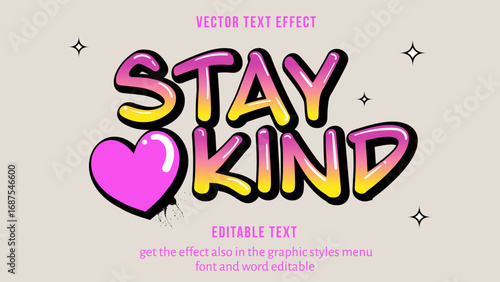 Editable Graffiti Text Effect, Gradient Urban, Cartoon Font with Heart Shape