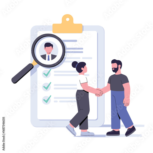 Hiring process with resume review and handshake