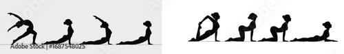 Yoga sequence with flowing movements silhouette woman