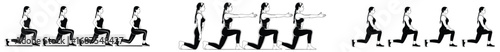 Woman doing lunges and arm extension exercise sequence