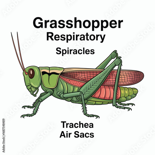 Diagram of a grasshopper s respiratory system showing spiracles trachea and air sacs