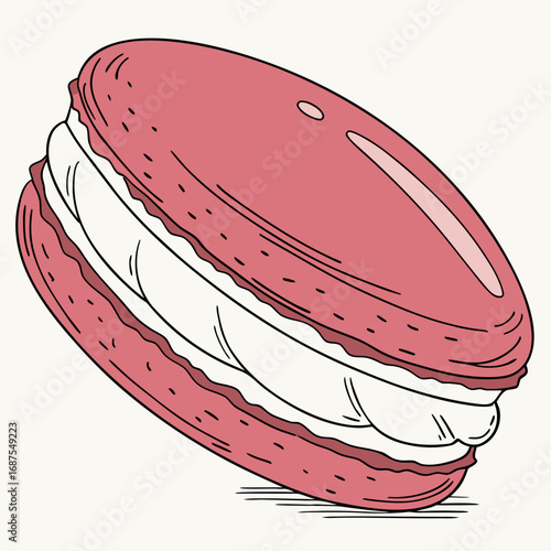 Delicious pink macaron dessert vector illustration for bakery shop cafe menu and sweet food blog design