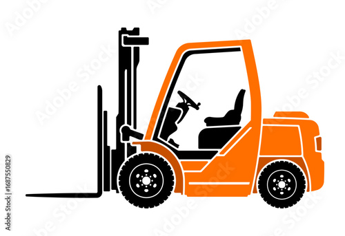 orange and black forklift icon without background