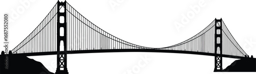 a black and white silhouette of a famous suspension bridge