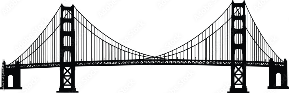 Fototapeta premium a black and white illustration of a suspension bridge