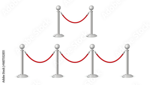 Retractable belt rack portable tape barrier red carpet with red ropes on silver stanchions