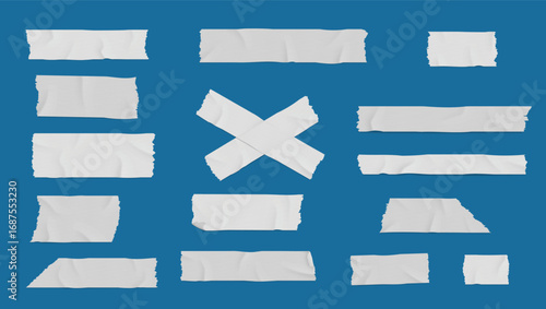 White adhesive tape stripes set