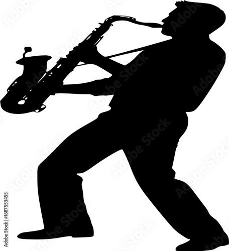  Saxaphone Player pose silhouette vector illustration