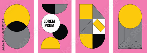 Modern Geometric Art Prints Featuring Bold Shapes and Colors in Vibrant Style