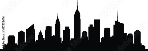 city skyline silhouette featuring tall skyscrapers and urban architecture