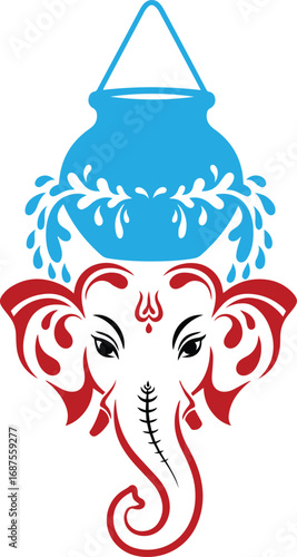 Ganesha Art: A vibrant illustration of Lord Ganesha, the Hindu deity, is adorned with intricate details and colors, set against a simple background, inviting contemplation and reverence.