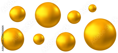 Golden glossy 3d ball or  orange  reflective pearl.