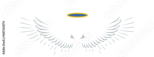 a serene angel figure with wings halo above
