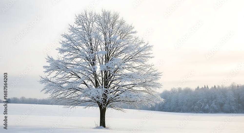 Fototapeta premium Snowy tree winter landscape.
