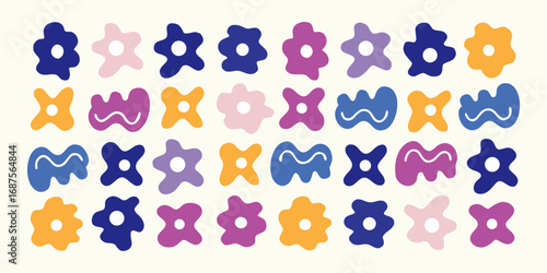 Wallpaper Mural Abstract floral shapes in a repeating pattern with a retro aesthetic and pastel color palette Torontodigital.ca