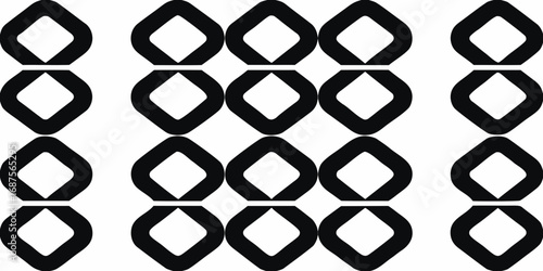 Abstract geometric pattern with repeating rounded diamond shapes in black and white