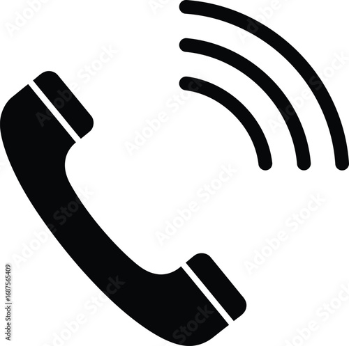 telephone icon with sound waves on transparent background