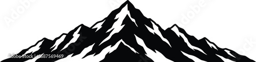 black mountain silhouette art on transparent background