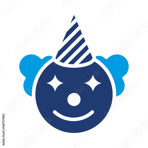 Clown Icon Vector Illustration Blue Version