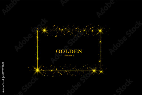 Gold luxury frame with radiant dust sparkle