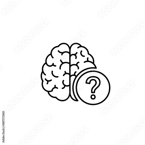 Brain icon with a question mark symbol, representing confusion or a question