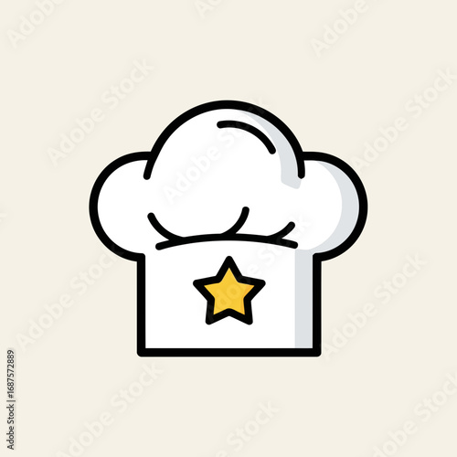 A stylized chefs hat with a golden star emblem, representing culinary excellence and gourmet food