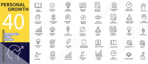 Collection of personal growth icons for business and self improvement