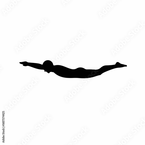 Dynamic silhouette of a swimmer in motion, capturing the powerful grace and fluid movement of aquatic athleticism.