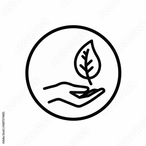Gentle hand cradles a delicate leaf within a protective circle, symbolizing growth, nature, and sustainable care for our planet.