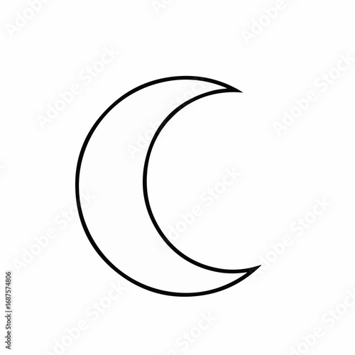 Elegant crescent moon icon symbolizing nighttime, dreams, and celestial beauty for modern designs and creative projects.