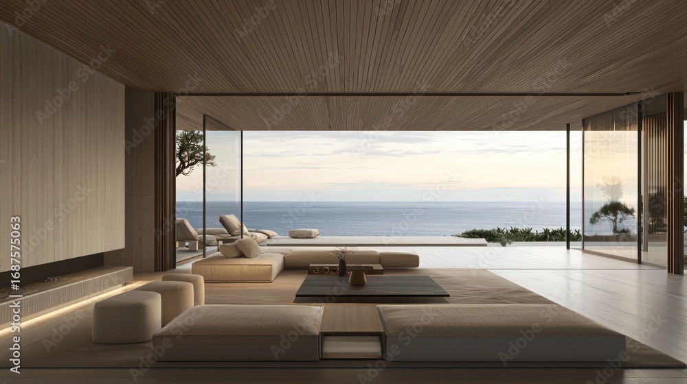 Fototapeta premium Modern coastal living room