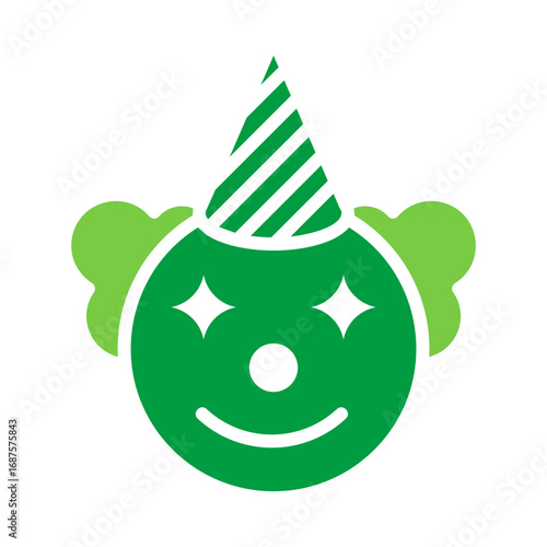 Clown Icon Vector Illustration Green Version