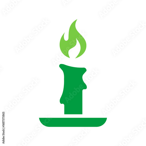 Candle Icon Vector Illustration Green Version