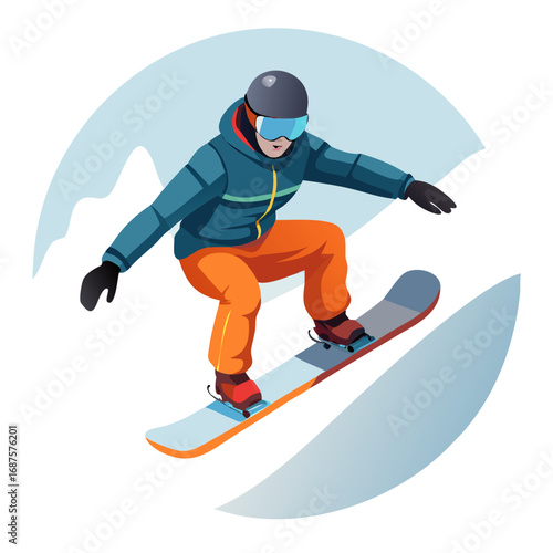 skier on a snowboard