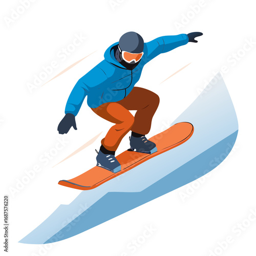 skier on a snowboard