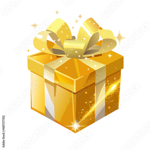 golden gift box with ribbon