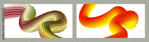 Futuristic abstract bright volumetric background. Waves, lines. Creative modern background. Set of two covers. Cover design, wallpaper, background Vector EPS