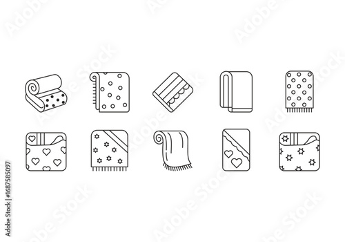 Blanket Icon Bundle Line Art Style Symbol Vector Template