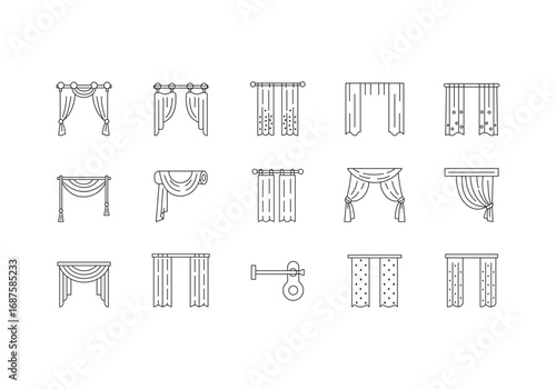 Curtain Icon Pack Line Art Style Template