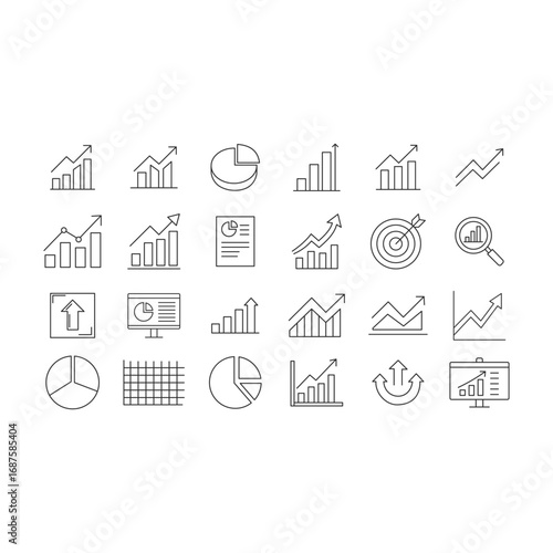 Growth and Analytics Icon Pack Vector Template With Liner Style