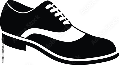 Black Silhouette Icon of a Classic Oxford Shoe on White Background dress shoe footwear