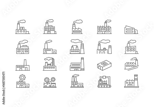 Set of industrial icon line art style vector symbol