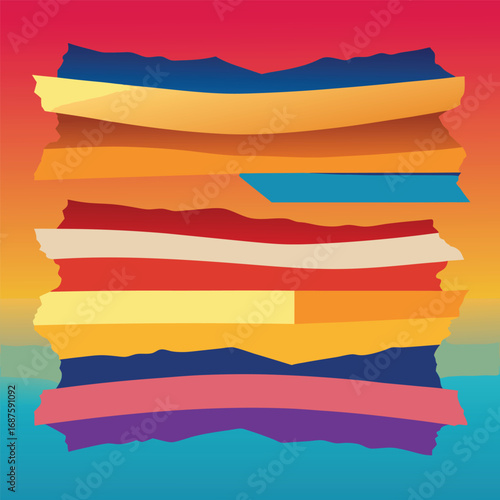 Abstract colorful layered shapes with gradient background