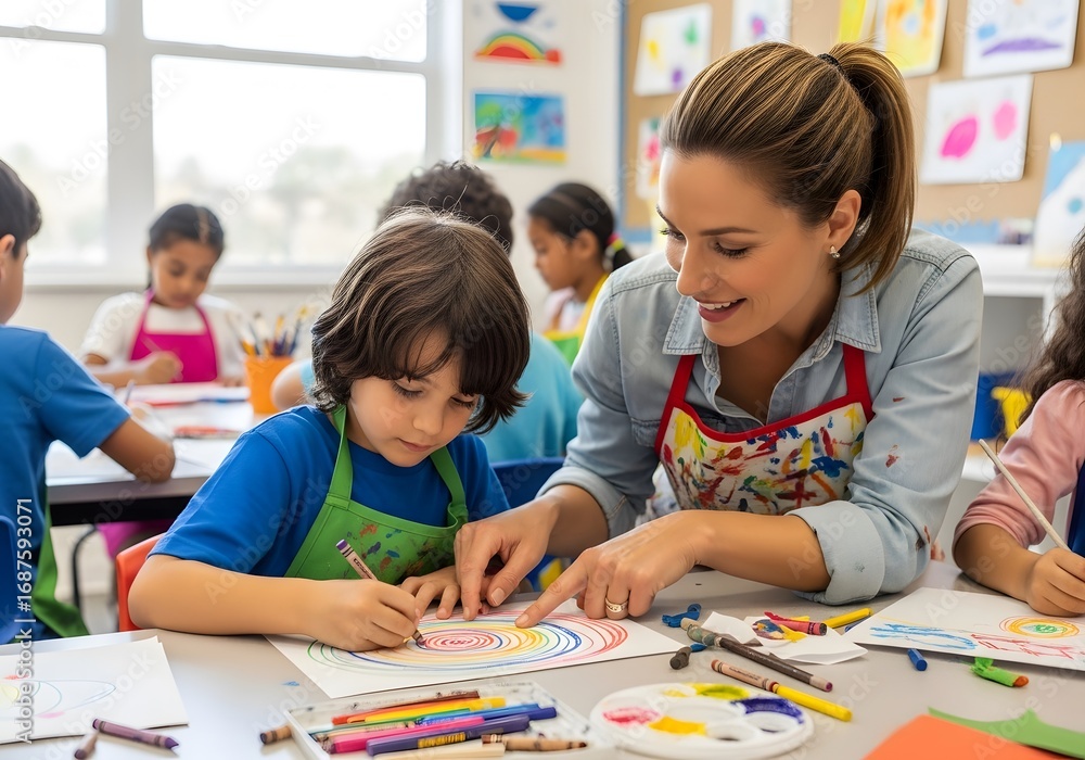 Fototapeta premium Young Artist Learning in Art Class