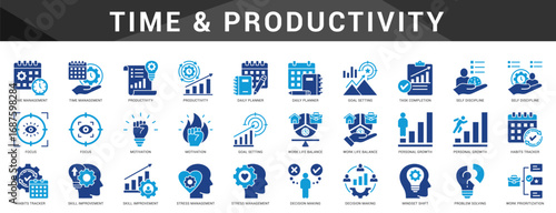 Productivity boosters including time management, habit tracking, and focus-enhancing elements.