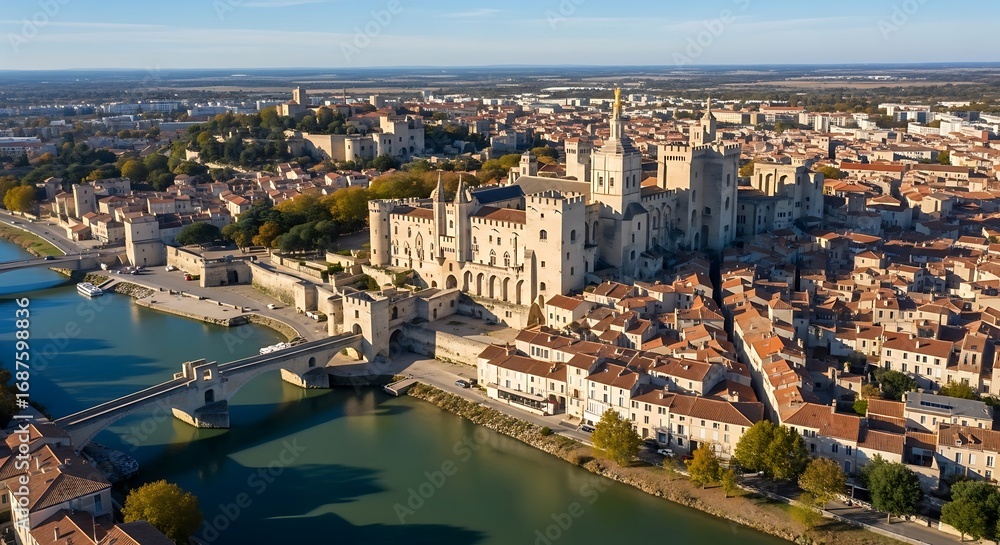 Obraz premium Avignon Palace Aerial View with France.
