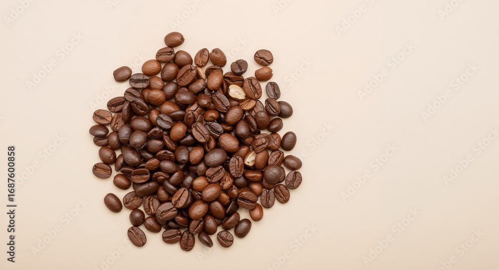 Obraz premium Roasted Delights. An Assortment of Coffee Beans on a Neutral Surface, Texture and Tone.