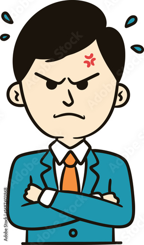 Angry Businessman Cartoon – Frustrated Boss Character Vector Illustration
