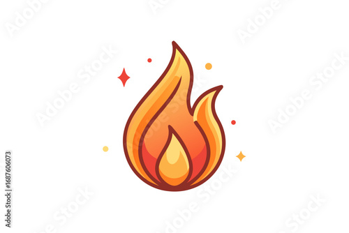 glowing fire flame minimal energy burning power neon icon  